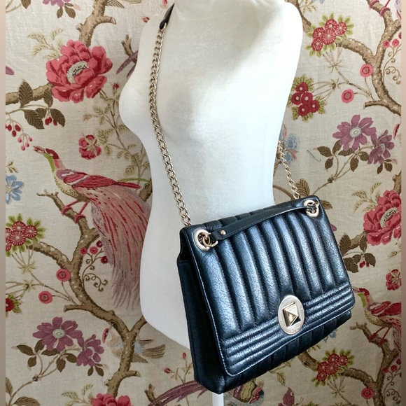 Kate Spade Evangeline Black Quilted Leather Bag Gold Chain - Picture 5 of 16